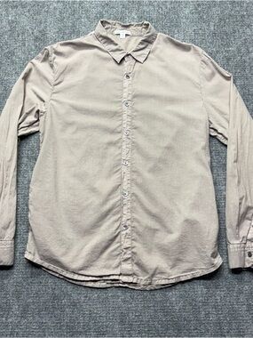 James Perse Standard Shirt Mens 2 Tan Long Sleeve Button Up 100% Cotton MLC3408